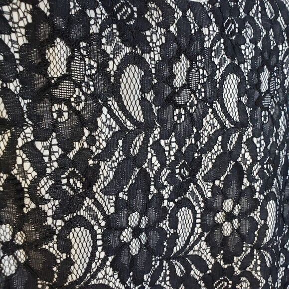 Worthington Black Floral Lace Straight Midi Skirt womens 14 L Evening Sexy large - Picture 2 of 7